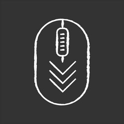 computer mouse with down arrows chalk white icon vector image