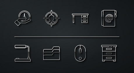 set line clock table lamp address book computer vector image