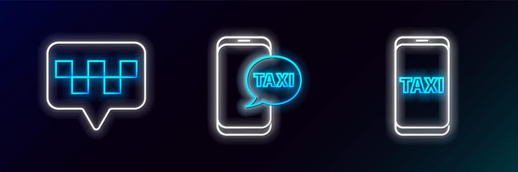 set line taxi call telephone service map pointer vector image