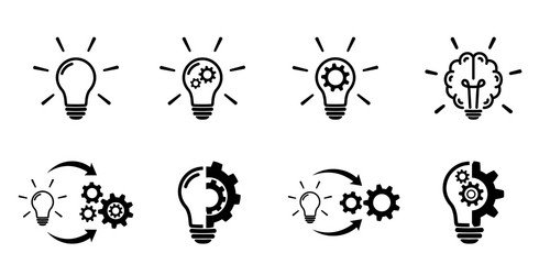 Light bulb icon set on white background vector