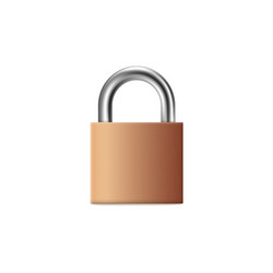 mockup closed square brass padlock 3d vector