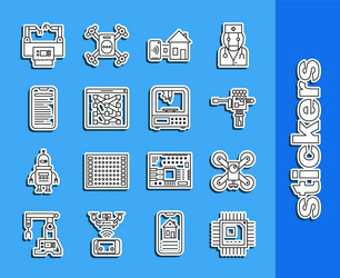 set line processor with microcircuits cpu vector image