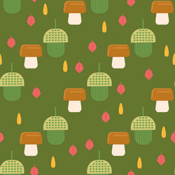 Acorn pattern with mushrooms background for web vector