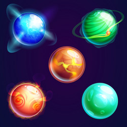 Set of isolated universe planets or cosmos stars vector