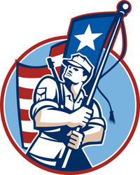 American Soldier with Flag Vector Image