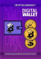 Bitcoin cryptocurrency digital blockchain wallet vector