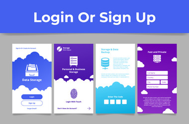 Collection data storage and backup log in or sign vector