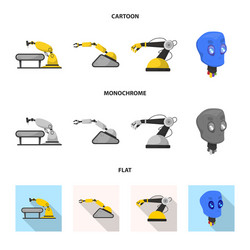 isolated object of robot and factory logo vector image
