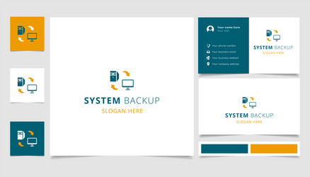 system backup logo design with editable slogan vector image