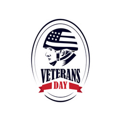 Veterans Day American Flag Helmet Vector Image