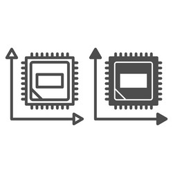 microchip in graph line and solid icon computer vector image