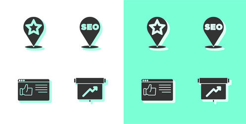 set board with graph chart map pointer star vector image