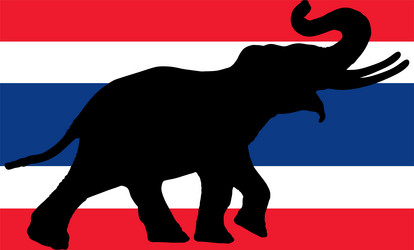 thailand flag over elephant male national animal vector