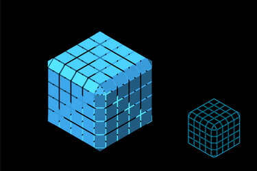 Abstract polygonal cube with cuts 3d isometric vector