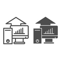 Computer platform testing line and solid icon vector