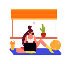 girl freelance work composition vector