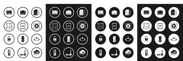 set sim card tablet with text 5k processor vector image