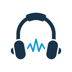 headphone silhouette icon online education vector