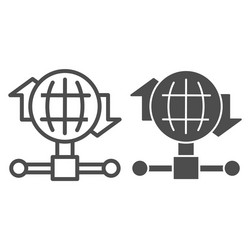 Internet connection bandwidth line and solid icon vector