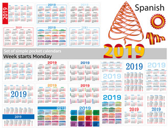 set of simple pocket calendars for 2019 two vector