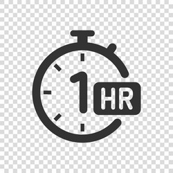 1 hour clock icon in flat style timer countdown vector image