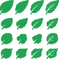 Green leaves icons leaf symbols Royalty Free Vector Image