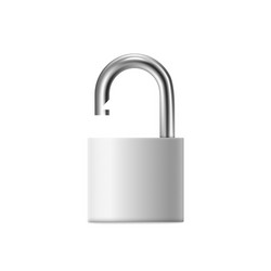 Open square steel gate padlock realistic vector