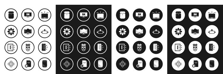 set laptop computer monitor screen processor vector image