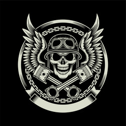 Vintage Biker Skull Emblem Vector Image