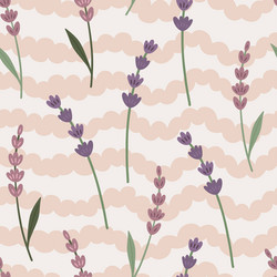 Wave curly and lavender branches pattern vector