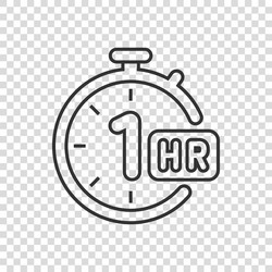 1 hour clock icon in flat style timer countdown vector