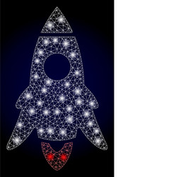 Bright polygonal network rocket start with light vector