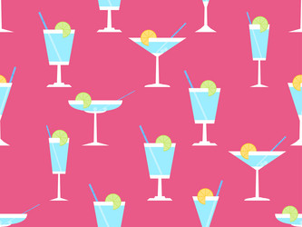 Cocktail with umbrellas seamless pattern vector