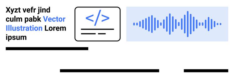 coding and audio waveform elements with text vector image
