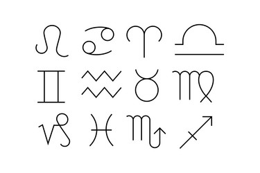 Collection of linear zodiac signs outline symbol vector