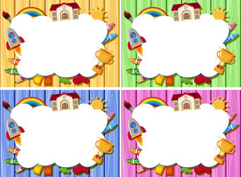 Four border templates with different color vector