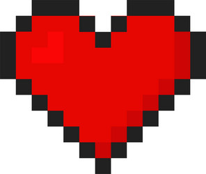 Heart isolated icon retro love pixel art in flat vector