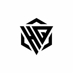 Hq logo monogram with triangle and hexagon modern vector