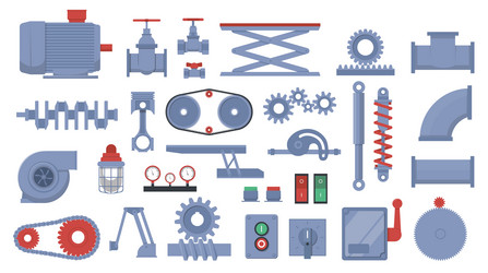machine parts different mechanical details metal vector image