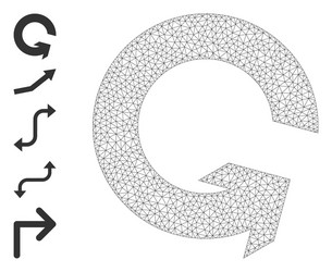 Polygonal net rotate ccw icon with simple glyphs vector