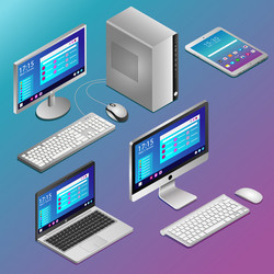 Realistic Computer Collection - Isometric View vector