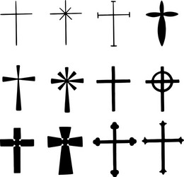 Set of various crosses both simple and ornamental vector