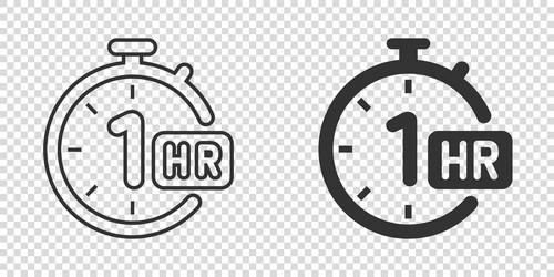 1 hour clock icon in flat style timer countdown vector