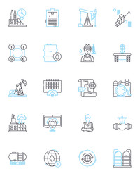 assembly line linear icons set automation vector image