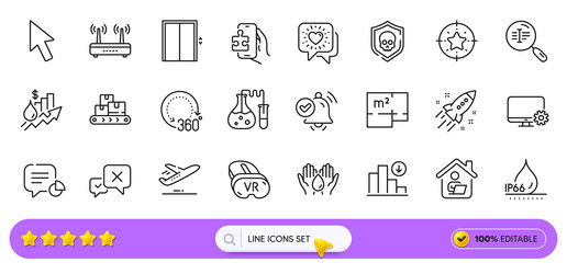 lift star target and wifi line icons for web app vector image