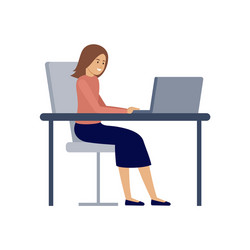 Woman manager is working on a computer vector