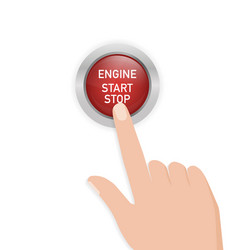 Start engine button red round sticker Royalty Free Vector