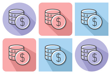 Outlined icon of coins stack with parallel vector