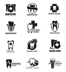 Dentistry icons dental clinic isolated signs vector