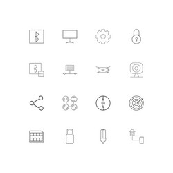 Devices simple linear icons set outlined vector